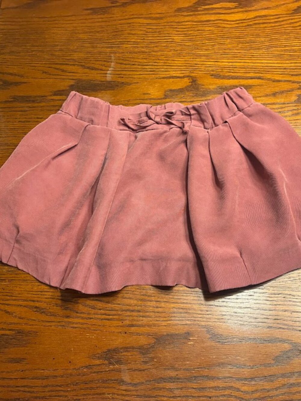 Zara Girls - Size 6-7 - Mauve Pleated Drawstring Mini Skort - Good Condition